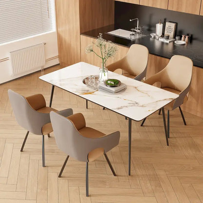 Two-tone Microfiber Leather Upholstered Rotatable Dining Chairs (Set of 2) - 22.83 W x 19.69 D x 36.61 H