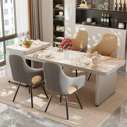 Two-tone Microfiber Leather Upholstered Rotatable Dining Chairs (Set of 2) - 22.83 W x 19.69 D x 36.61 H