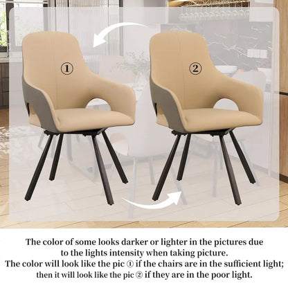 Two-tone Microfiber Leather Upholstered Rotatable Dining Chairs (Set of 2) - 22.83 W x 19.69 D x 36.61 H