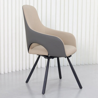 Two-tone Microfiber Leather Upholstered Rotatable Dining Chairs (Set of 2) - 22.83 W x 19.69 D x 36.61 H