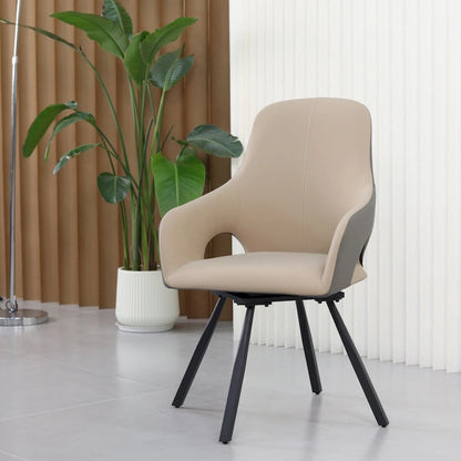 Two-tone Microfiber Leather Upholstered Rotatable Dining Chairs (Set of 2) - 22.83 W x 19.69 D x 36.61 H