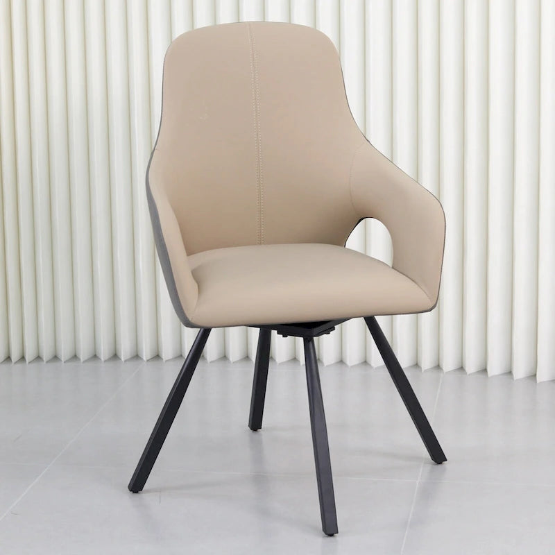 Two-tone Microfiber Leather Upholstered Rotatable Dining Chairs (Set of 2) - 22.83 W x 19.69 D x 36.61 H