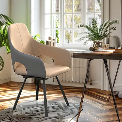 Two-tone Microfiber Leather Upholstered Rotatable Dining Chairs (Set of 2) - 22.83 W x 19.69 D x 36.61 H