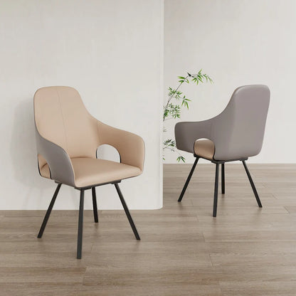 Two-tone Microfiber Leather Upholstered Rotatable Dining Chairs (Set of 2) - 22.83 W x 19.69 D x 36.61 H