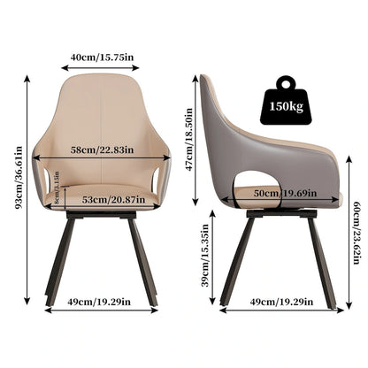 Two-tone Microfiber Leather Upholstered Rotatable Dining Chairs (Set of 2) - 22.83 W x 19.69 D x 36.61 H