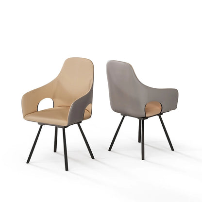 Two-tone Microfiber Leather Upholstered Rotatable Dining Chairs (Set of 2) - 22.83 W x 19.69 D x 36.61 H