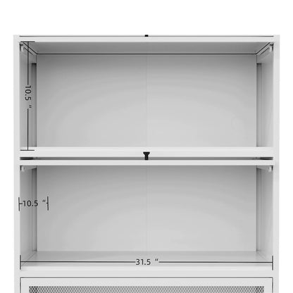 Pantry Storage Cabinet with Doors and Retractable Doors