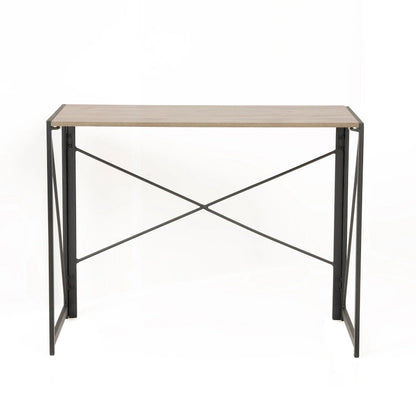 OS Home and Office Furniture Model No Tool Writing Desk with Metal Legs and Sewn Oak Laminate Top