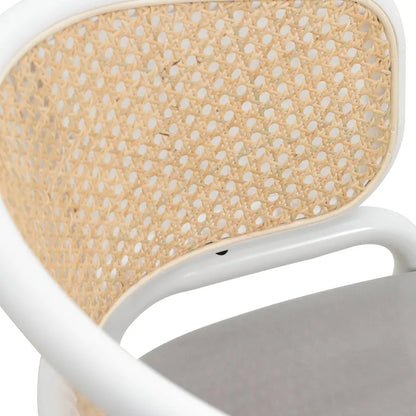 Ervilla Modern Stylish Side Chair with Rattan Back and White Steel Legs for Dining Room & Kitchen