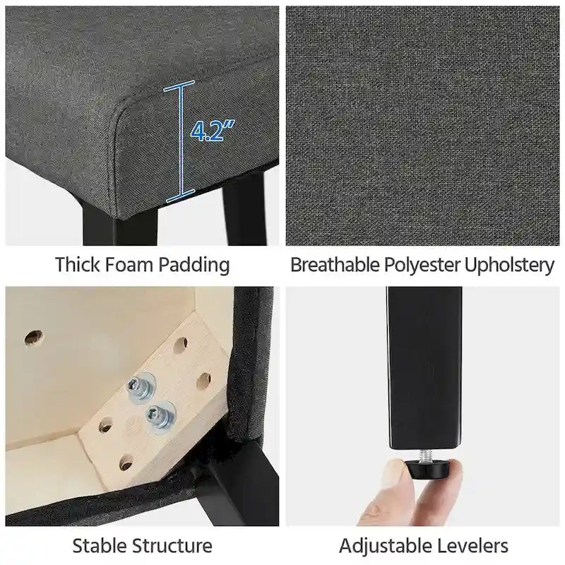 Yaheetech 4pcs Upholstered Fabric Dining Chairs with Solid Wood Legs For Dining Room - N/A