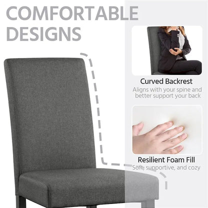 Yaheetech 4pcs Upholstered Fabric Dining Chairs with Solid Wood Legs For Dining Room - N/A