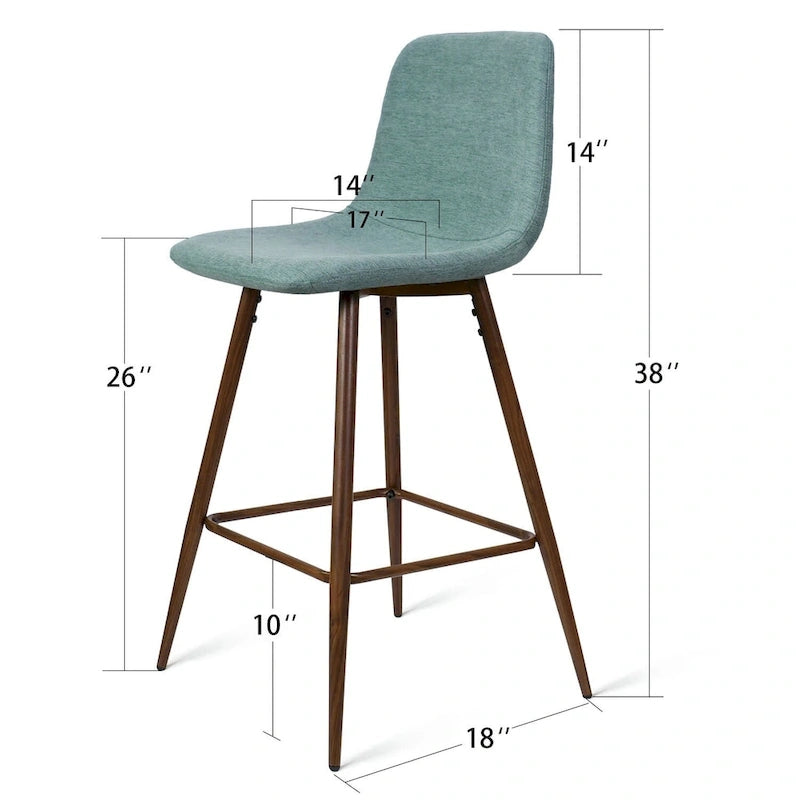 Fabric Upholstered 26 Counter Stool (Set of 2) - 38x19x19