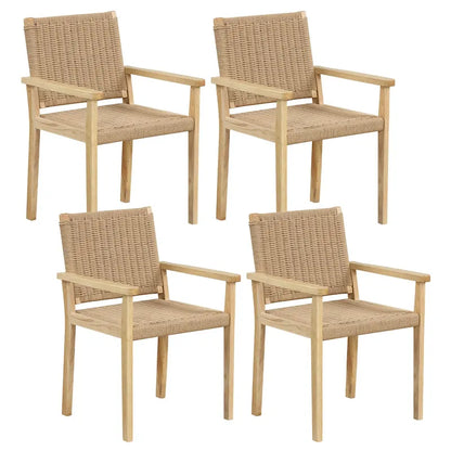 2/4PCS 18 Dining Stool Backless with Wood Frame Woven Paper Seat