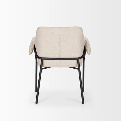 Brently Dining Chair w/ Cream Boucle Fabric & Matte Black Metal Legs