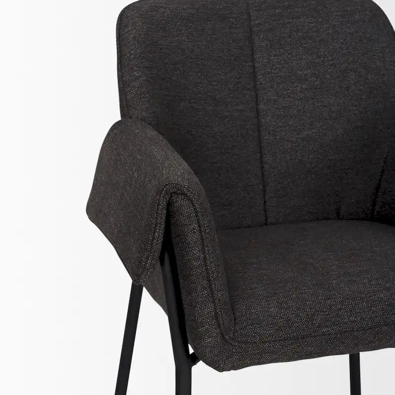 Brently Dining Chair w/ Cream Boucle Fabric & Matte Black Metal Legs