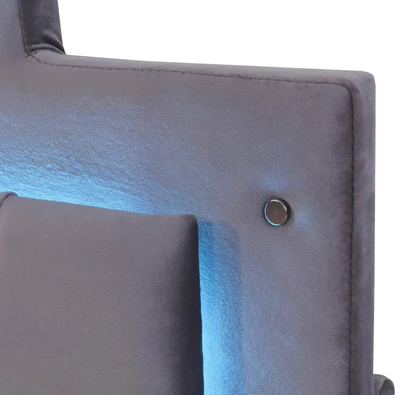 Queen Size Upholstered Platform Bed with LED Lights and 4 Drawers