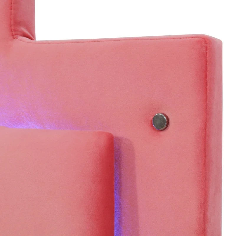 Queen Size Upholstered Platform Bed with LED Lights and 4 Drawers