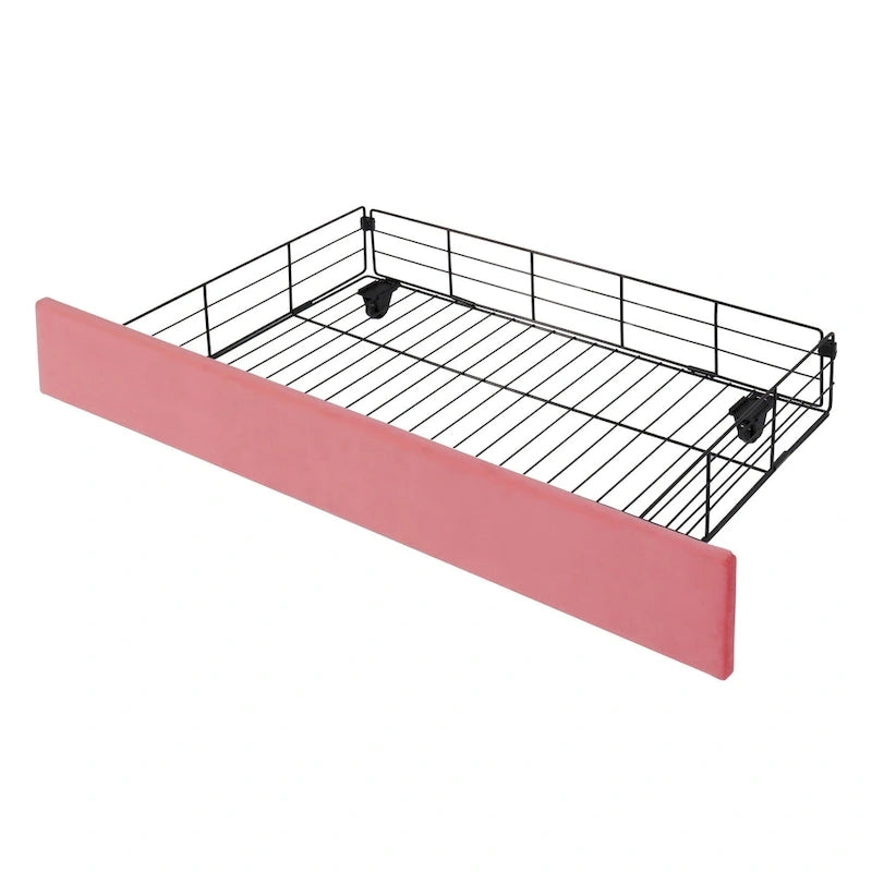 Queen Size Upholstered Platform Bed with LED Lights and 4 Drawers