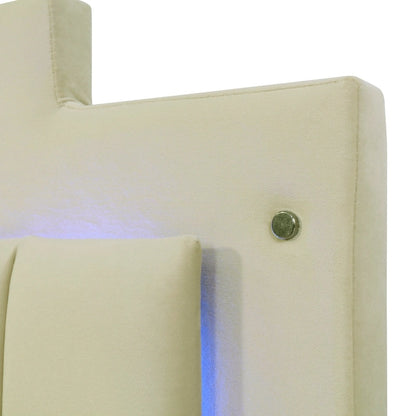 Queen Size Upholstered Platform Bed with LED Lights and 4 Drawers