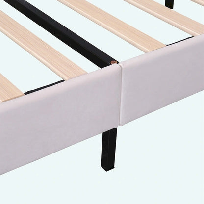 Queen Size Upholstered Platform Bed with Flower Pattern