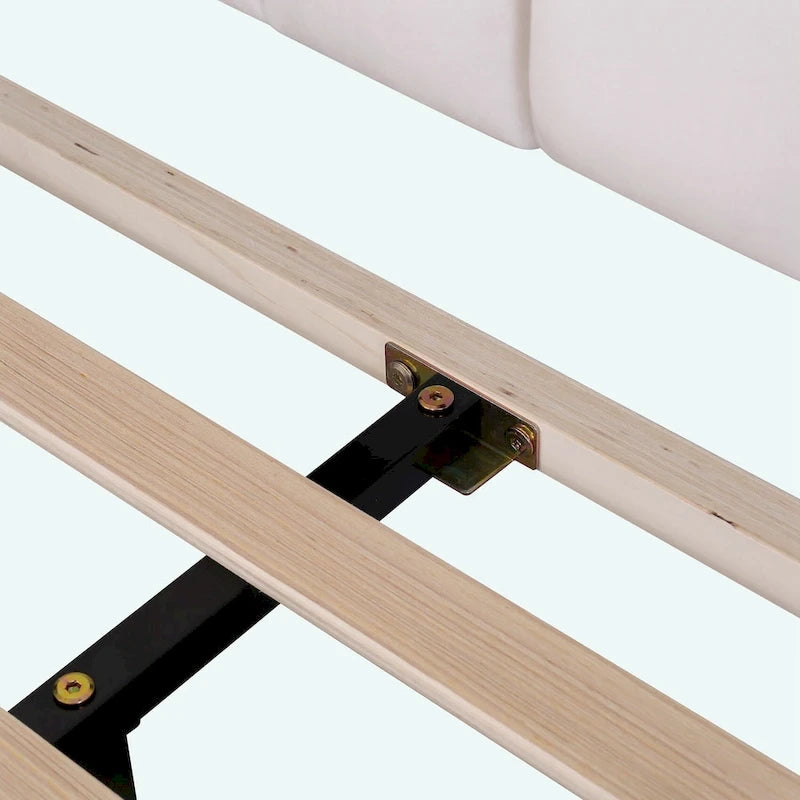 Queen Size Upholstered Platform Bed with Flower Pattern