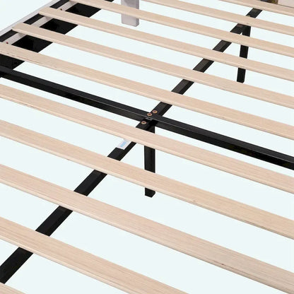 Queen Size Upholstered Platform Bed with Flower Pattern