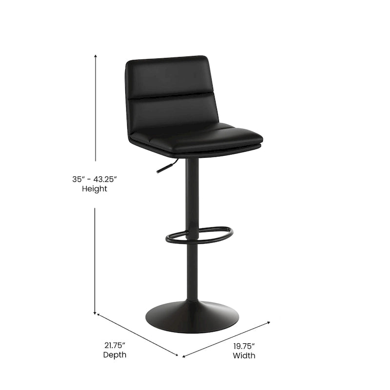 Set of 2 Commercial Armless Adjustable Height Barstools