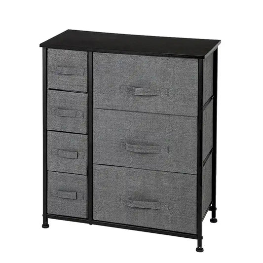 Dresser with 3 Big 4 Small Drawers,Furniture Storage Tower Unit,Grey