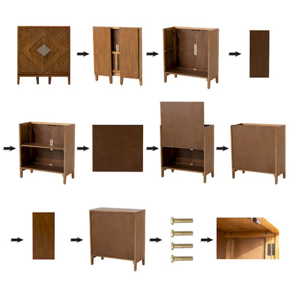 COZAYH Farmhouse Storage Dresser Accent Sideboard Wood Buffet Cabinet with 2-Door for Living Room, Hallway, Bedroom, Dining Room