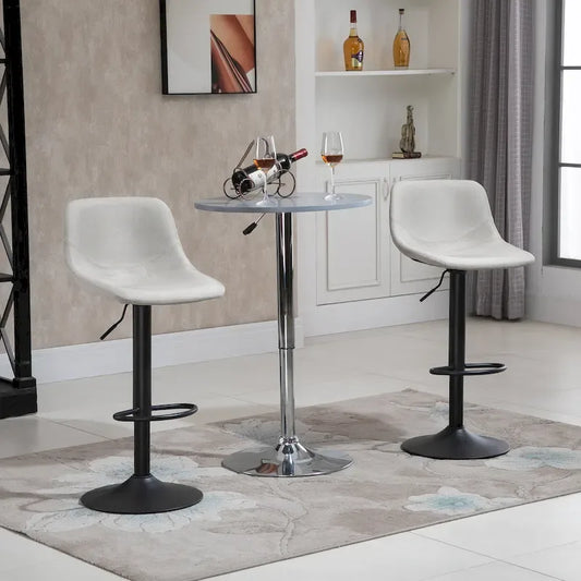 HOMCOM Swivel Bar Stools Set of 2 Bar Chairs Adjustable Height Barstools Padded with Back for Kitchen, Counter, and Home Bar