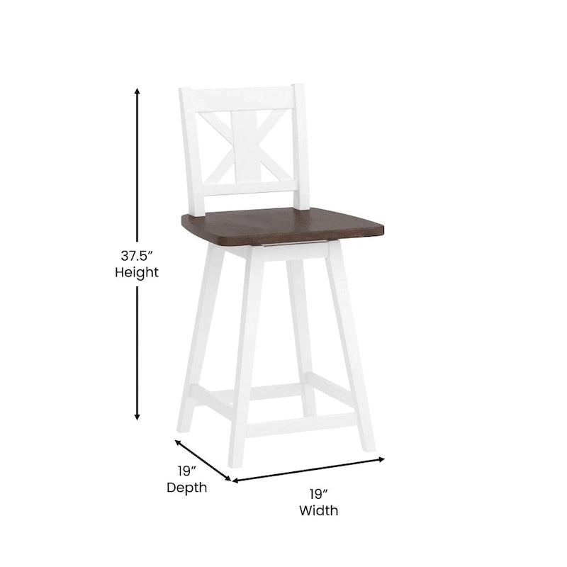 Modern Farmhouse Wooden Swivel Counter Stool