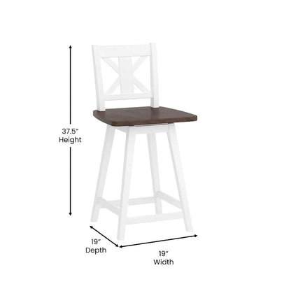 Modern Farmhouse Wooden Swivel Counter Stool