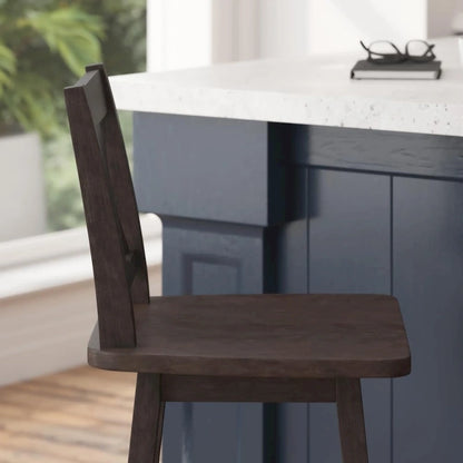 Modern Farmhouse Wooden Swivel Counter Stool