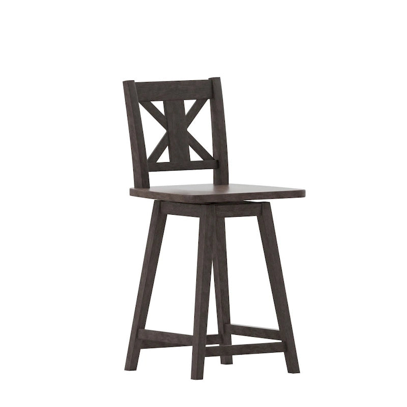 Modern Farmhouse Wooden Swivel Counter Stool