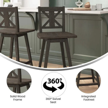 Modern Farmhouse Wooden Swivel Counter Stool