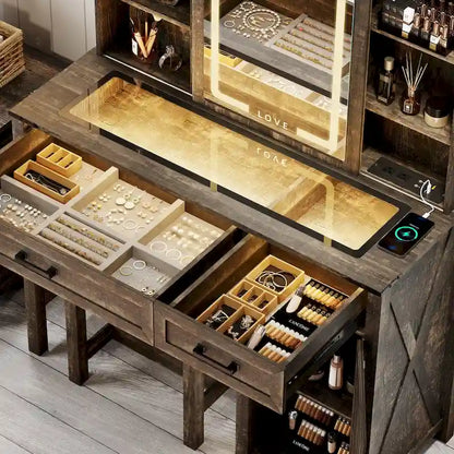 Makeup Vanity With Led Light and Outlets