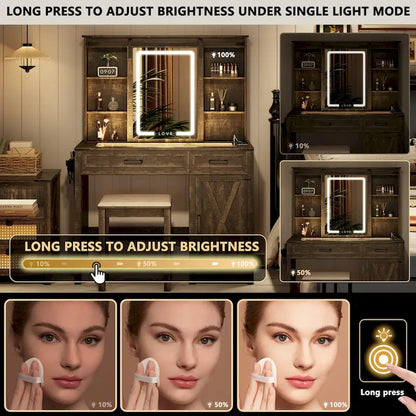 Makeup Vanity With Led Light and Outlets