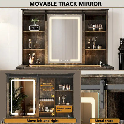 Makeup Vanity With Led Light and Outlets