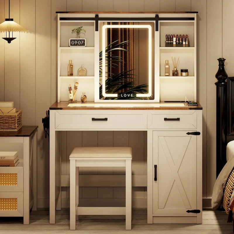 Makeup Vanity With Led Light and Outlets