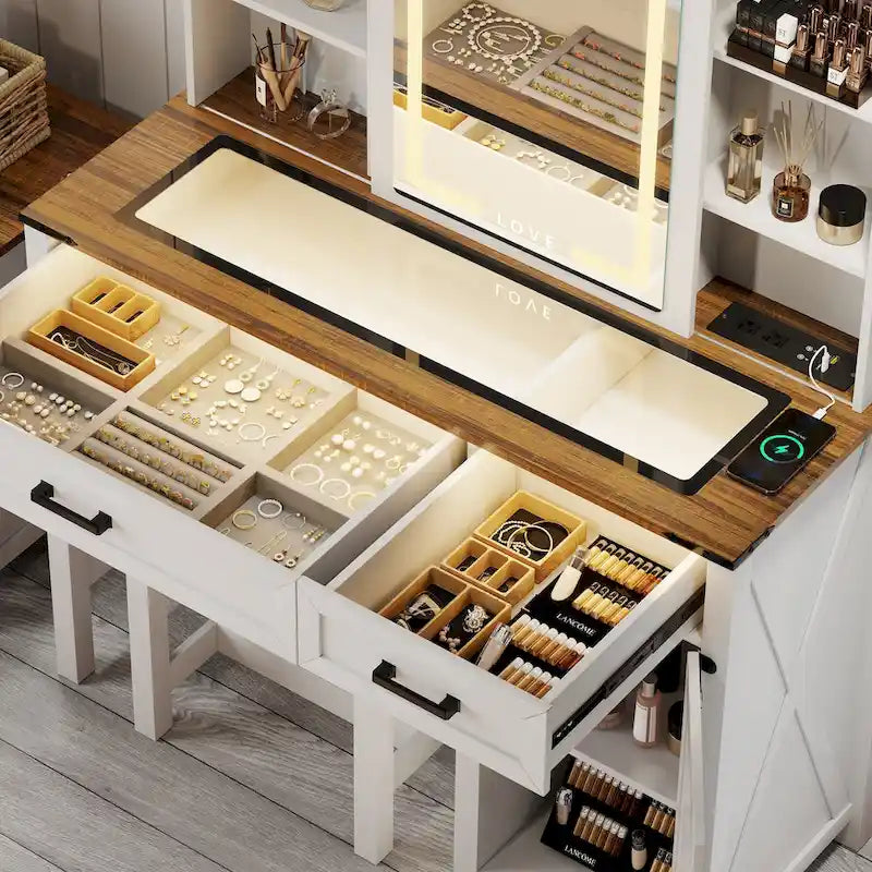 Makeup Vanity With Led Light and Outlets