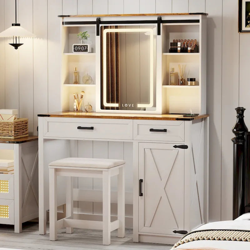 Makeup Vanity With Led Light and Outlets