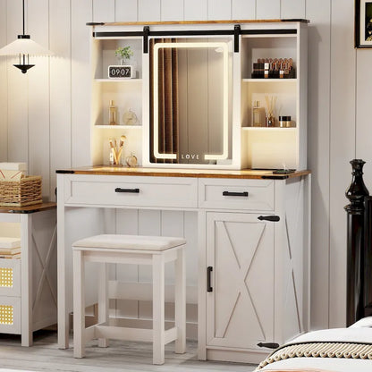 Makeup Vanity With Led Light and Outlets