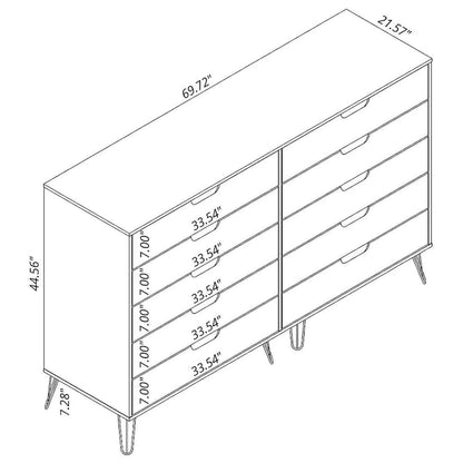 Manhattan Comfort Rockefeller 3-Piece Dresser and Nightstand Set