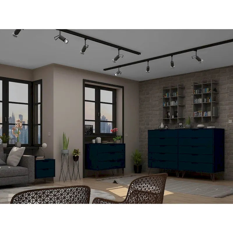 Manhattan Comfort Rockefeller 3-Piece Dresser and Nightstand Set