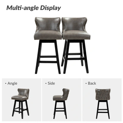 Jordan Traditional Wingback Nailhead Trim Tufted 360-degree Swivel Bar Stool Set of 2 By HULALA HOME - N/A