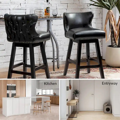 Jordan Traditional Wingback Nailhead Trim Tufted 360-degree Swivel Bar Stool Set of 2 By HULALA HOME - N/A