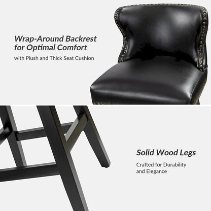 Jordan Traditional Wingback Nailhead Trim Tufted 360-degree Swivel Bar Stool Set of 2 By HULALA HOME - N/A