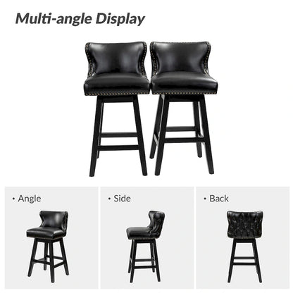 Jordan Traditional Wingback Nailhead Trim Tufted 360-degree Swivel Bar Stool Set of 2 By HULALA HOME - N/A