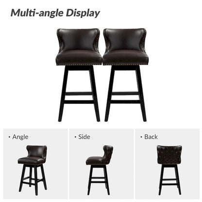 Jordan Traditional Wingback Nailhead Trim Tufted 360-degree Swivel Bar Stool Set of 2 By HULALA HOME - N/A