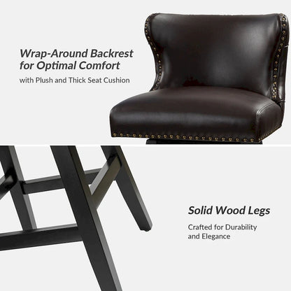 Jordan Traditional Wingback Nailhead Trim Tufted 360-degree Swivel Bar Stool Set of 2 By HULALA HOME - N/A